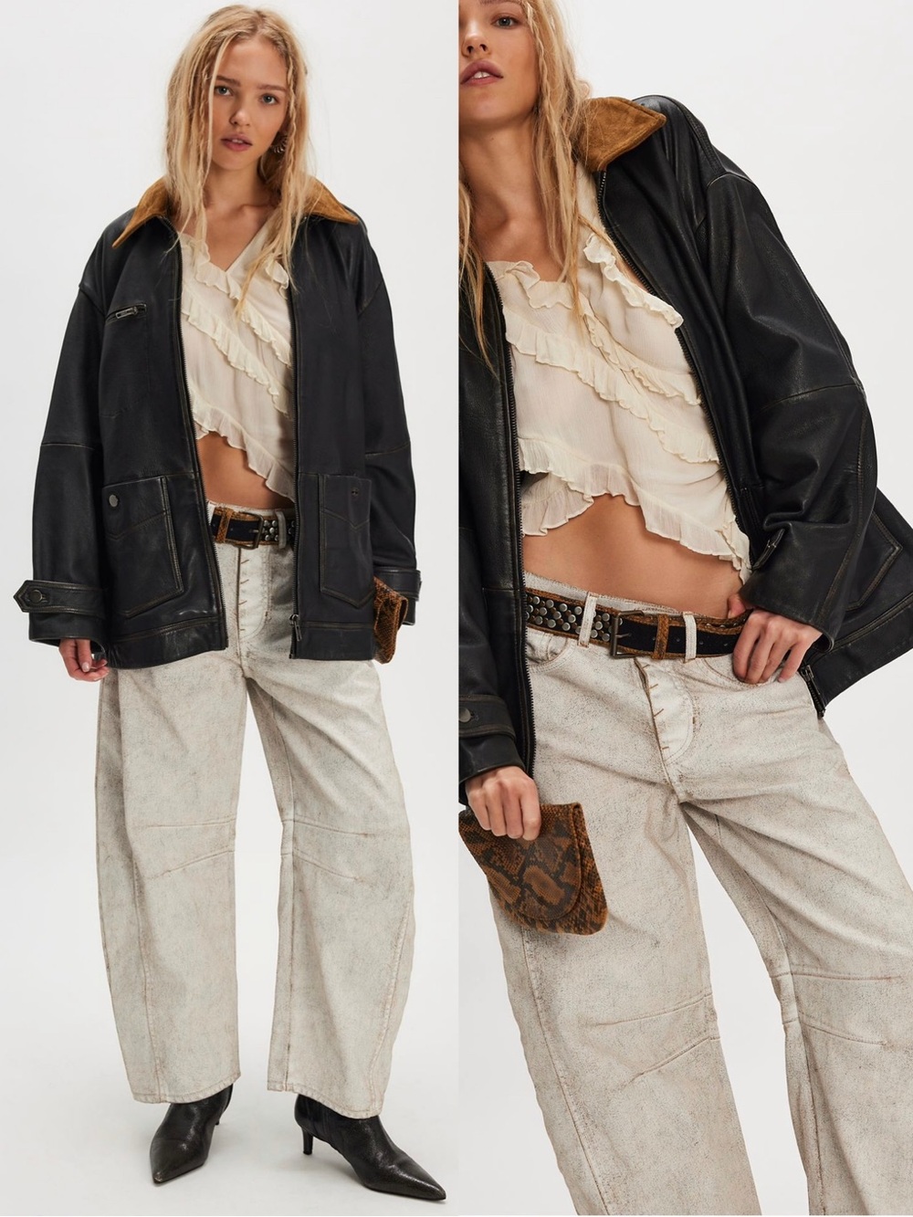 NWT Free People We The Free Good Luck White Coated Barrel Jeans - Picture 3 of 8